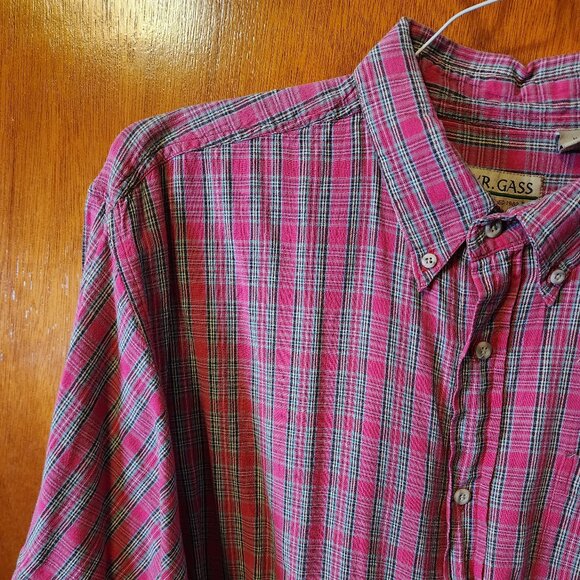 Men's 2XL W.R. Gass Red Plaid Short Sleeve Button Down Shirt - Picture 3 of 9